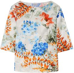 Floral-printed twill top