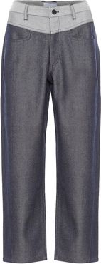 Mid-rise straight wool-blend pants