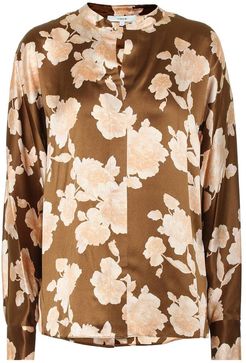 Floral silk satin blouse