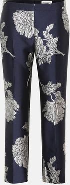 Floral jacquard pants