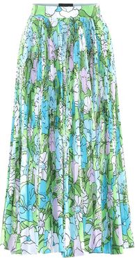 Floral pleated taffeta skirt