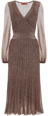 Metallic knit midi dress