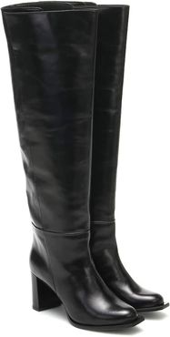 Sporty Elegance leather knee-high boots