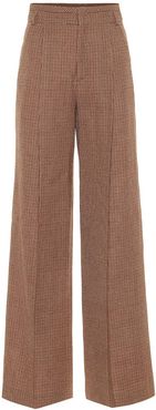 Checked wool flared pants