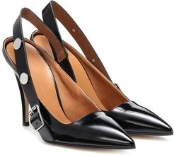 Patent leather slingback pumps