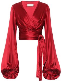 Stretch silk-satin top