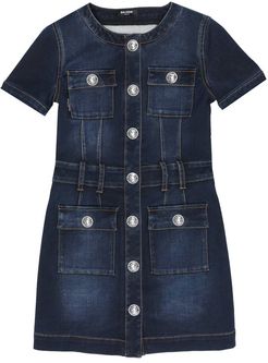 Cotton-blend denim dress