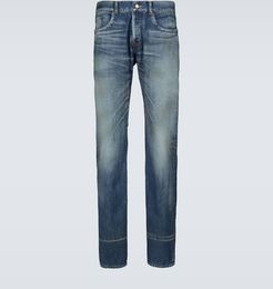 Slim-fit washed denim jeans