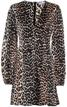 Leopard-printed silk minidress