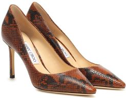 Romy 85 snake-effect leather pumps