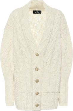 Cable-knit wool-blend cardigan