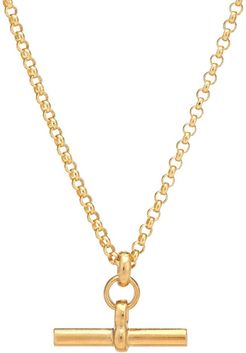 Small T-Bar 23.5kt gold-plated necklace