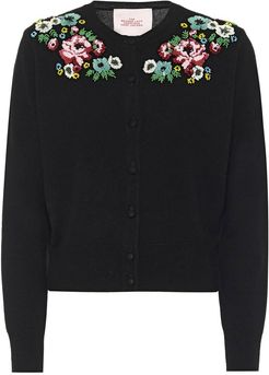 Embroidered wool-blend cardigan