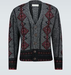 Wool intarsia knitted cardigan