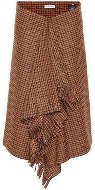 Houndstooth wool-blend skirt