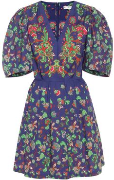 Floral-print cotton-poplin minidress