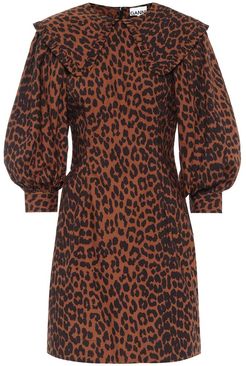 Leopard-print cotton minidress