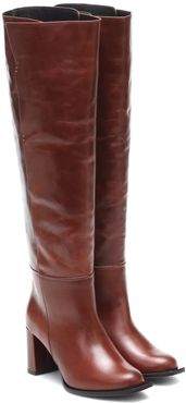 Sporty Elegance leather over-the-knee boots