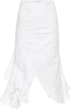 Asymmetric cotton midi skirt