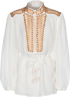 Brighton embellished ramie blouse