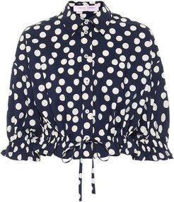 Polka-dot stretch-cotton crop top