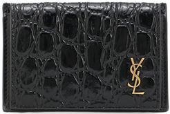 Croc-effect leather wallet