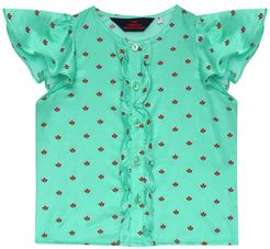 Parakeet printed silk-blend blouse