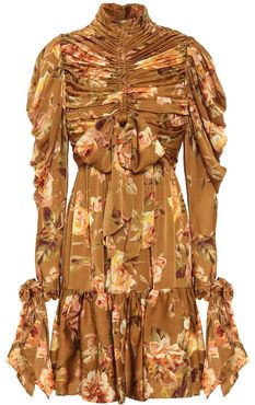 Resistance floral silk-satin dress