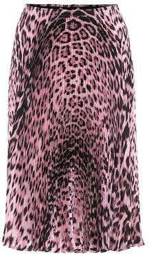 Pleated leopard-print skirt