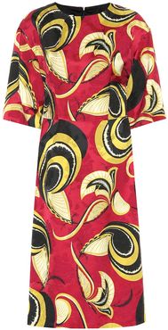 Wool-blend printed shift dress