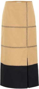 Lyssa herringbone-cotton midi skirt