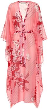 Floral cotton and silk kaftan