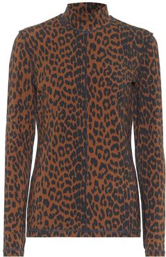 Leopard-print stretch-cotton sweater