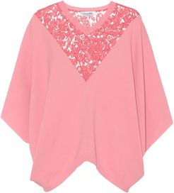 lace-trimmed cape sweater