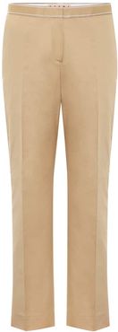 Mid-rise cotton and linen pants