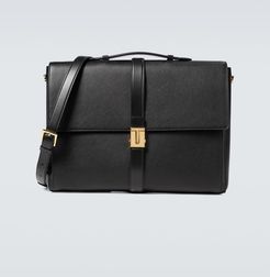 Grained leather T clasp briefcase
