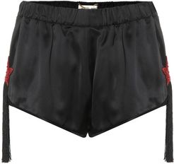 Embellished satin shorts