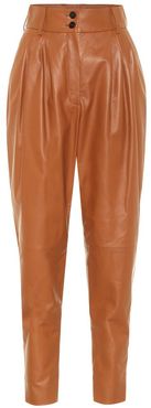 High-rise leather pants