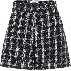 Checked cotton-blend tweed shorts