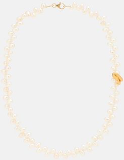 La Calliope 24kt gold-plated bronze and pearl choker necklace