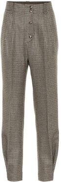Checked high-rise stretch-wool pants