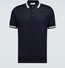 Knitted linen-cotton blend polo
