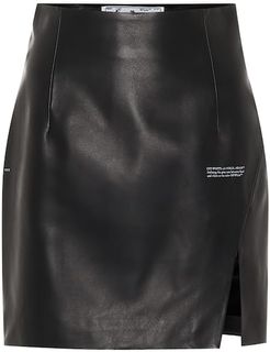 High-rise leather miniskirt