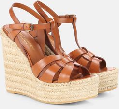 Tribute leather wedge espadrille sandals
