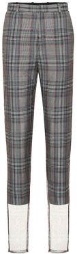 Checked wool-blend high-rise pants