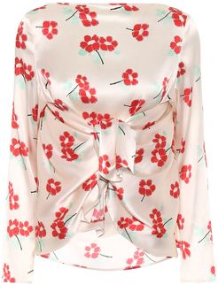 Judy floral stretch-silk blouse