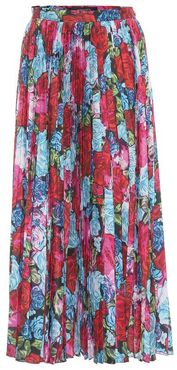 Floral pleated midi skirt