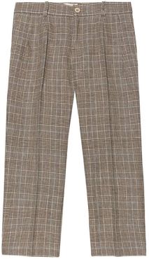 Checked wool-blend pants