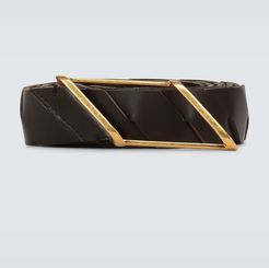 Intrecciato diagonal buckle belt