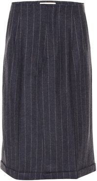 Pinstriped wool midi skirt